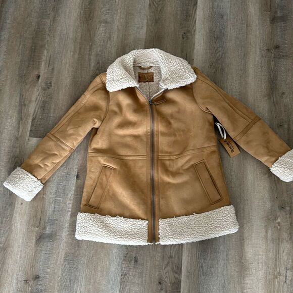BEARPAW MOTO STYLE SUEDE AND SHEARLING JACKET WOMENS L - Picture 1 of 3
